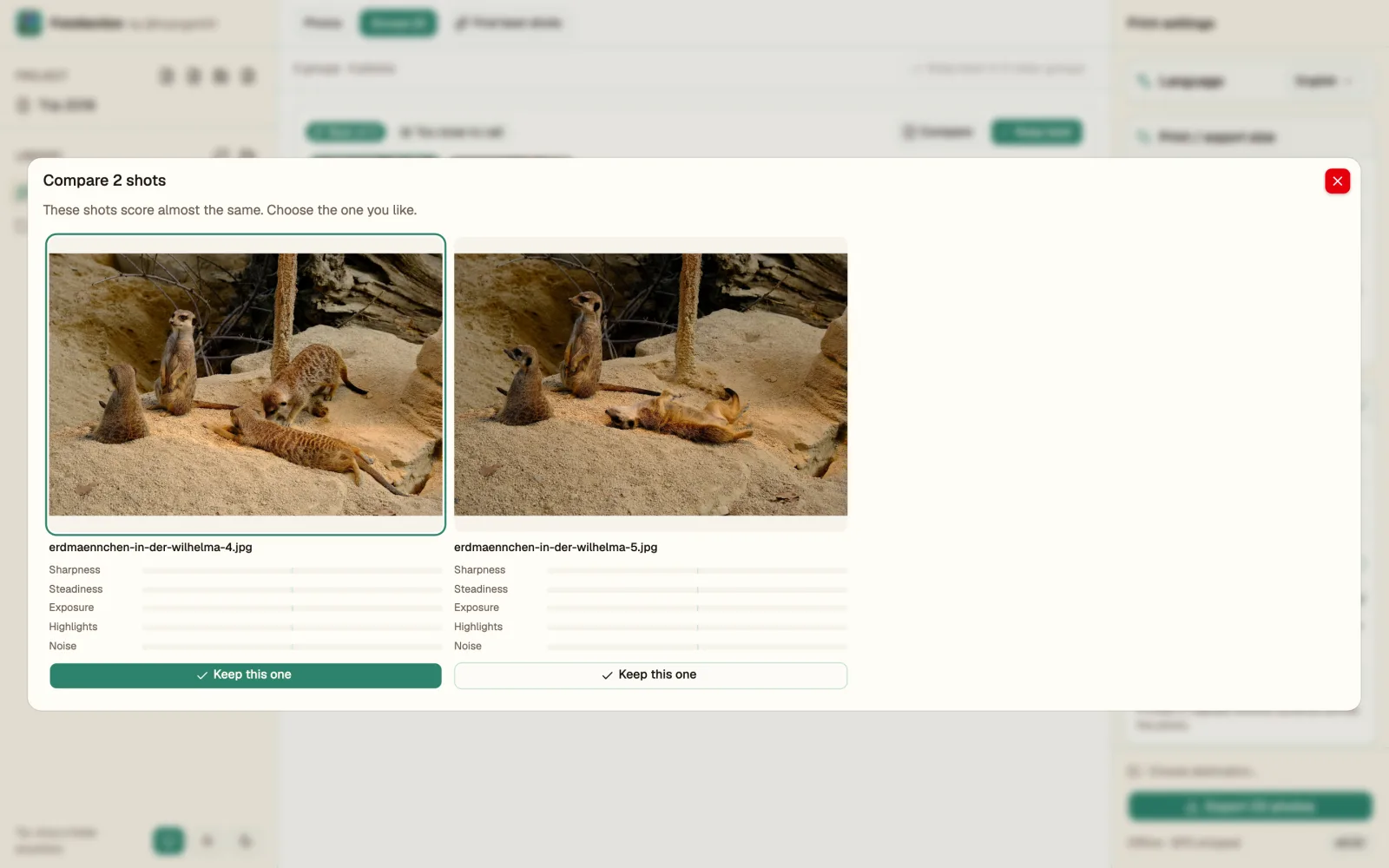 Similar shots grouped, the best one suggested